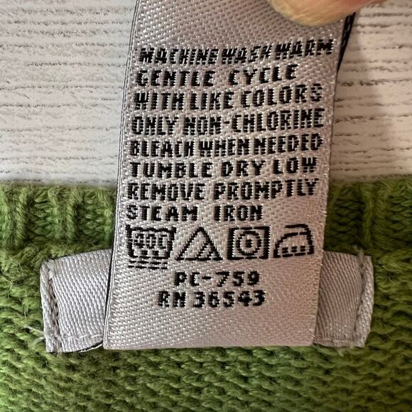 Izod Golf Sweater Womens Size Small Pink Beige & Green Argyle V Neck 100% Cotton - Picture 15 of 16